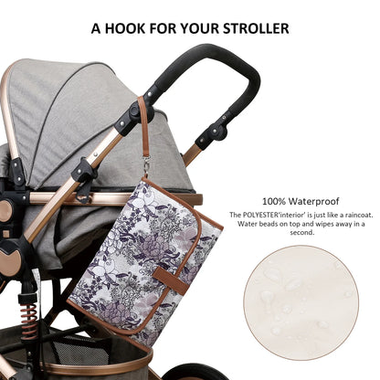 New Portable Diaper Changing Pad, Portable Changing pad for Newborn Girl & boy - Baby Changing Pad with Smart Wipes Pocket