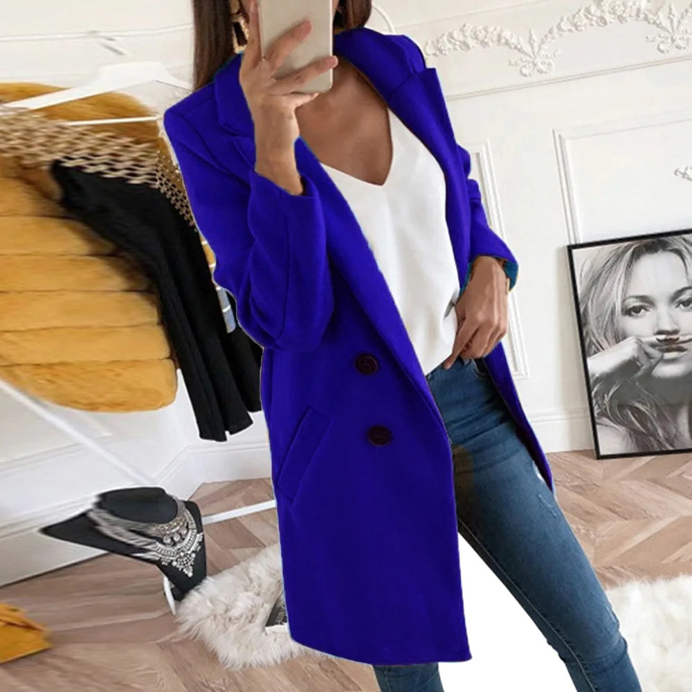 New Plus Size 4XL 5XL Women's Autumn Coat Woollen Blends Overcoats 2025 Winter Long Sleeve Casual Oversize Outwear Jackets Coat
