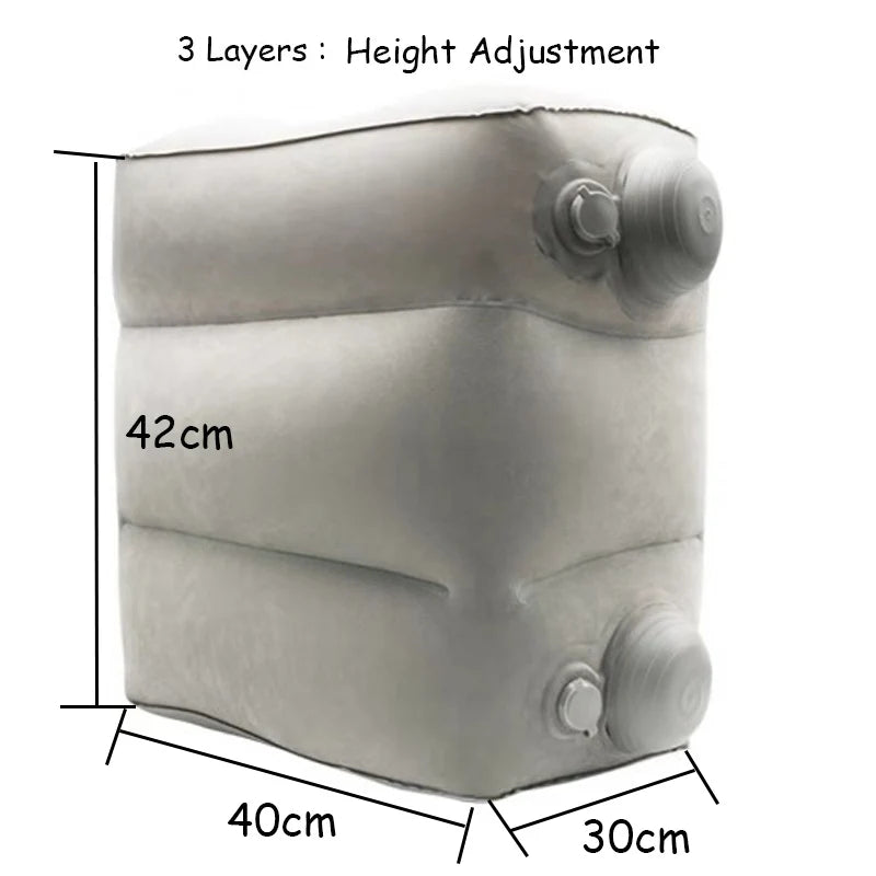 Inflatable Travel Pillow Foot Rest Kids Car Airplane Sleeping Bed Leg Support Height Adjustable Footrest Pillow for Long Trips