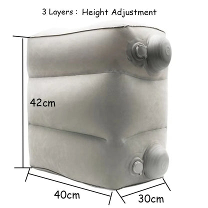 Inflatable Travel Pillow Foot Rest Kids Car Airplane Sleeping Bed Leg Support Height Adjustable Footrest Pillow for Long Trips