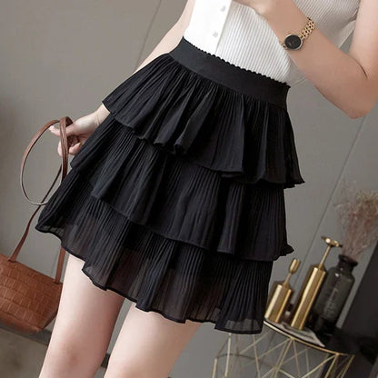 Skirts for Women Pleat Chiffon Womens Skirt Dots Clothing Mini Pleated Ruffle Short White Modest Aesthetic Harajuku A Line Cheap