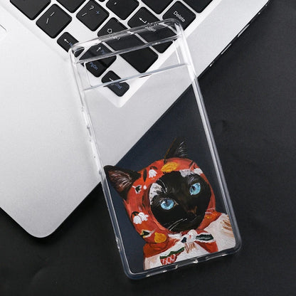 For Google Pixel 8A Vintage Animals Cat Clear Case For Google Pixel 6 6A 7 7A Pro Google Pixel 8 Pro 5G Transparent Cover Fundas