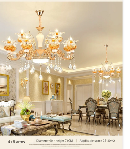 Flower Glass Lampshade Crystal Pendant Lamp Living Room Dining Room Bedroom Hall Villa New Design Hot Sale Decorative Chandelier