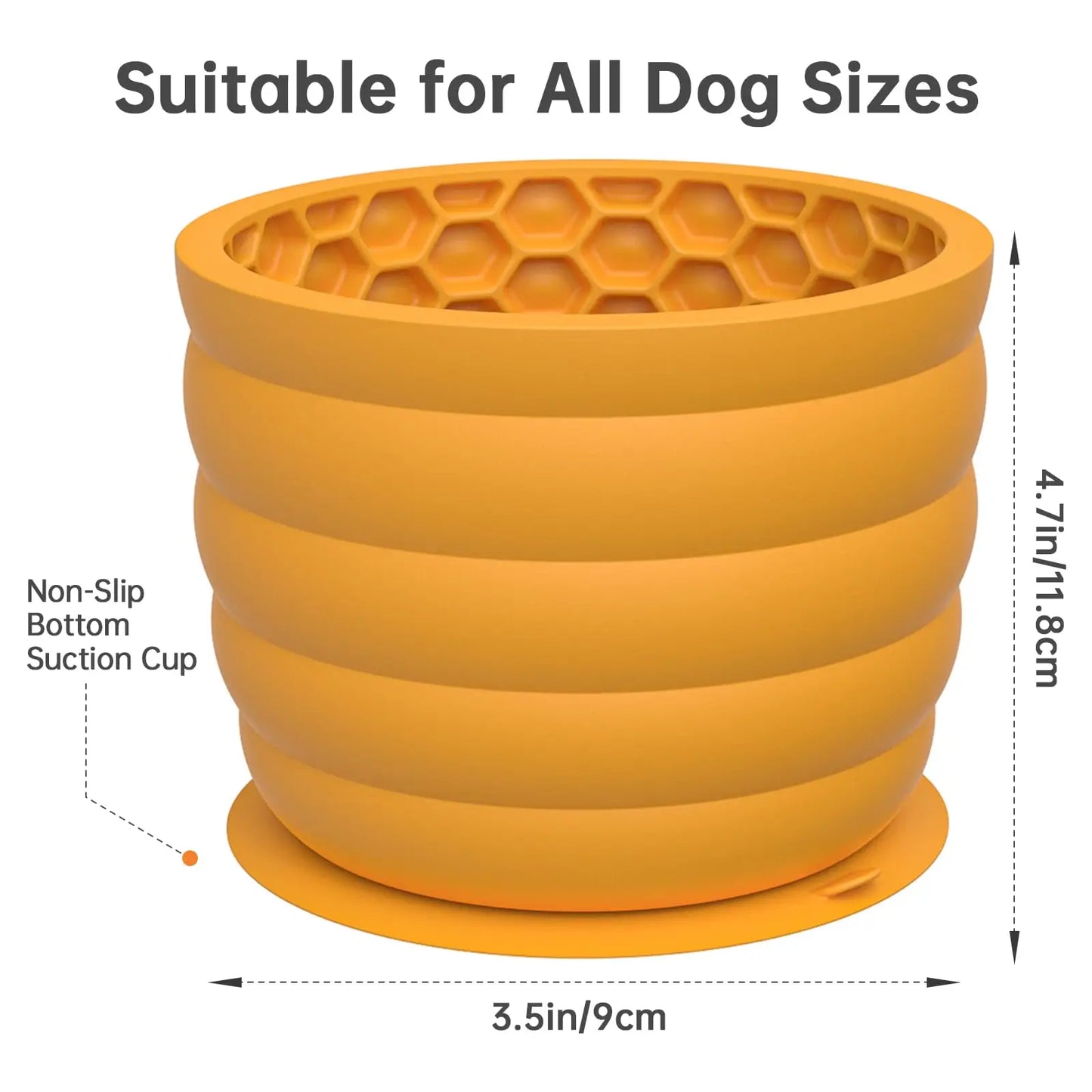 Silicone Dog Slow Feeder Bowl with Honeycomb Lick Mat Slows Eating & Aids Anxiety Relief Dishwasher Safe & Freezer-Friendly