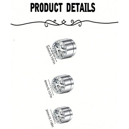 2Pcs CZ Dia 3-5mm Faux Non Pierced Ear Ring Ear Cuff Stainless Steel Fake Ear Ring Studs  For Women Men No Piercing Body Jewelry