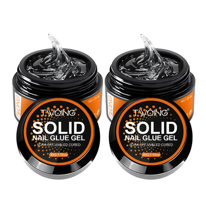 30g Solid Nail Glue Gel for False Nail Tips, Huge Capacity Press on Nail Glue Strong Adhesive Solid Rhinestone Glue Gel UV Glue