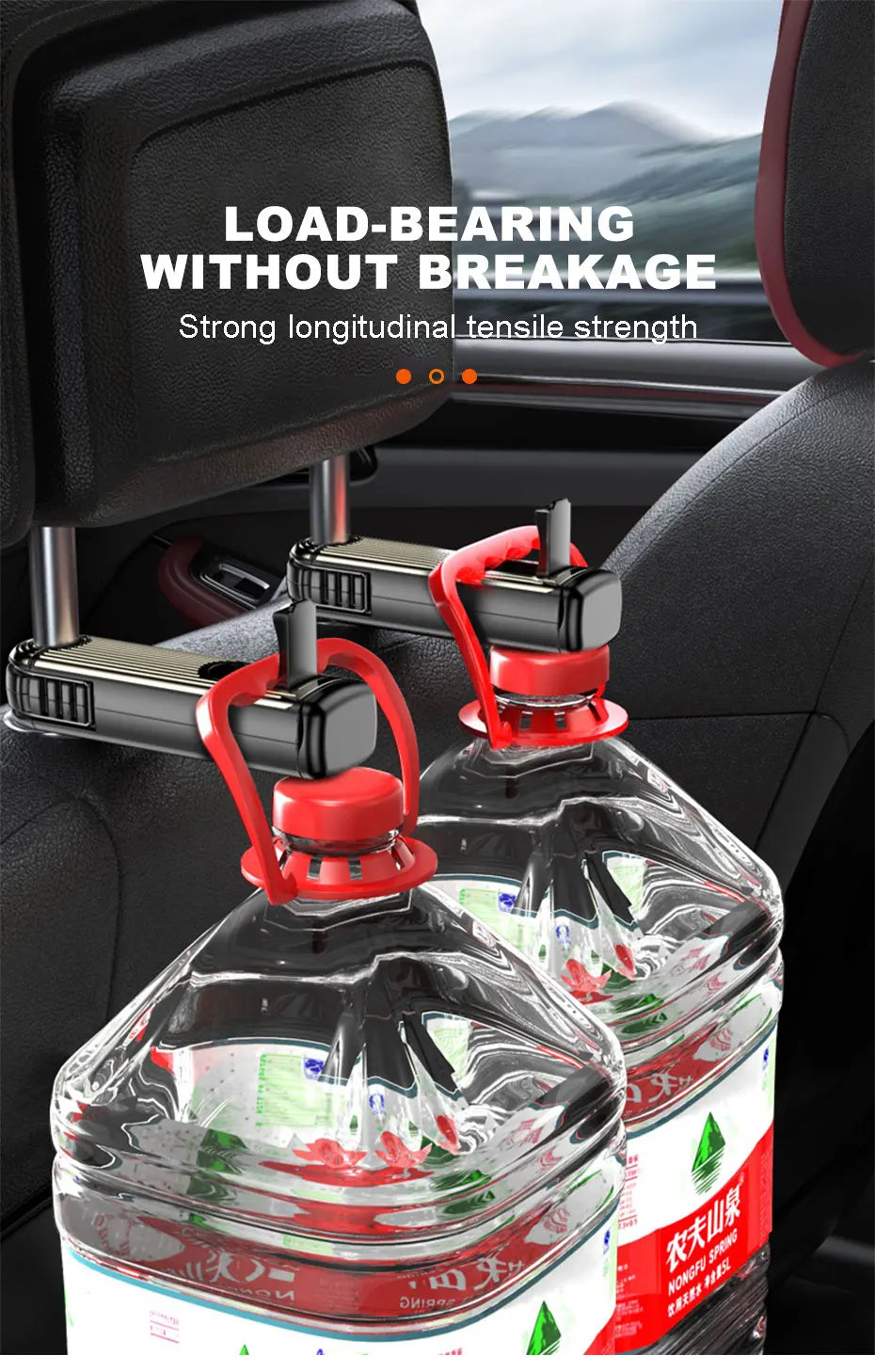 SEAMETAL 2 in 1 Car Seat Back Hook with Phone Holder Stable Headrest Hanging Hook Anti Slip Silicone Pad Hidden Rear Row Hanger