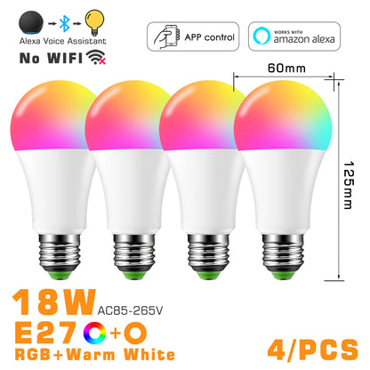 LED Smart Light Bulb, Color Changing Alexa Light, RGB Smart Lamp That Work With Alexa, E27 B22 Base,16 Million Colors,Dimmable