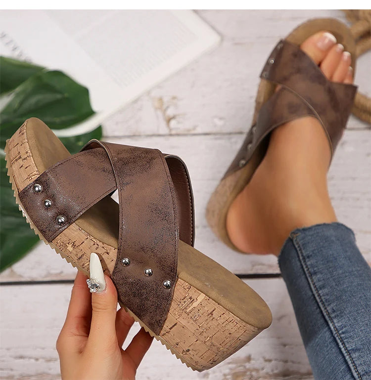 Women's Sandals Platform Sandals For Summer Shoes Woman High Heels Sandals Wedges Slippers 2025 Platform Shoes Heeled Footwear