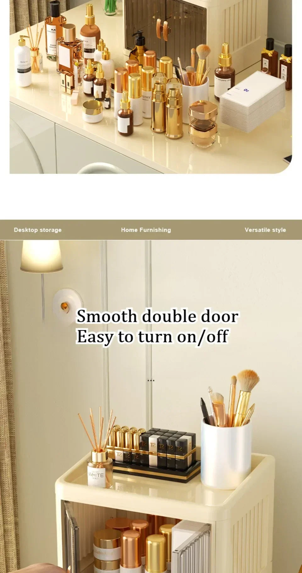 Cosmetics Storage Boxes Multi Layer Flat Cover Design Stationery Storage Shelf Household Dustproof Cosmetics Skincare Organizer