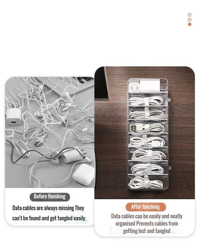 1PC Data Cable Storage Box Charging Cable Mobile Phone Charger Desktop Organizer Cable Management Tool with Cover Dustproof Box