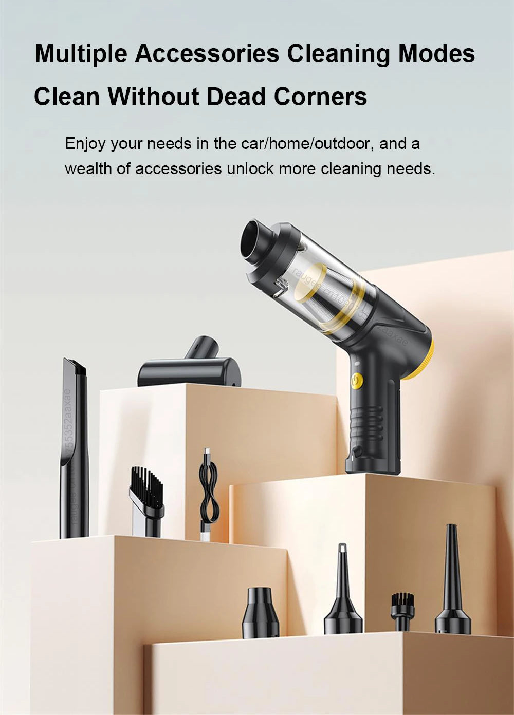 Car Vacuum Cleaner 12000PA Portable Vacuum Cleaner Strong Suction Handheld Vacuum Cleaner Wireless Vacuum Cleaner for Car Home