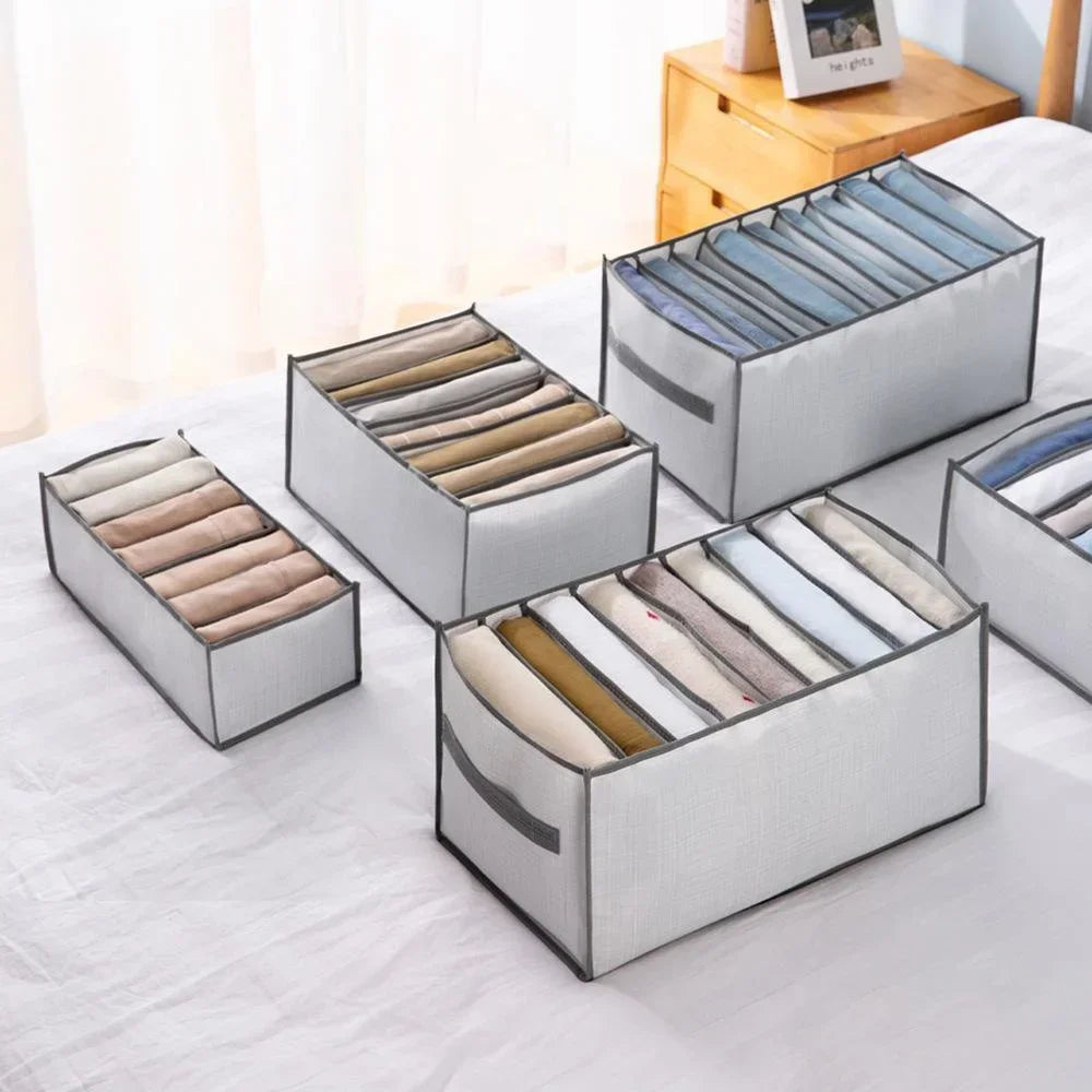 Foldable Storage Organizers Drawer Closet Divider Boxes for Jeans Socks Bra Wardrobe Clothes Storage Underwear Organizers Sets