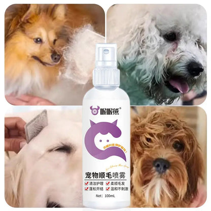 Dog Conditioner Spray 100ml Deodorizing Dog Grooming Spray Anti-Static Ph Balanced Dog Hair Spray Long Lasting Cat Detangler For
