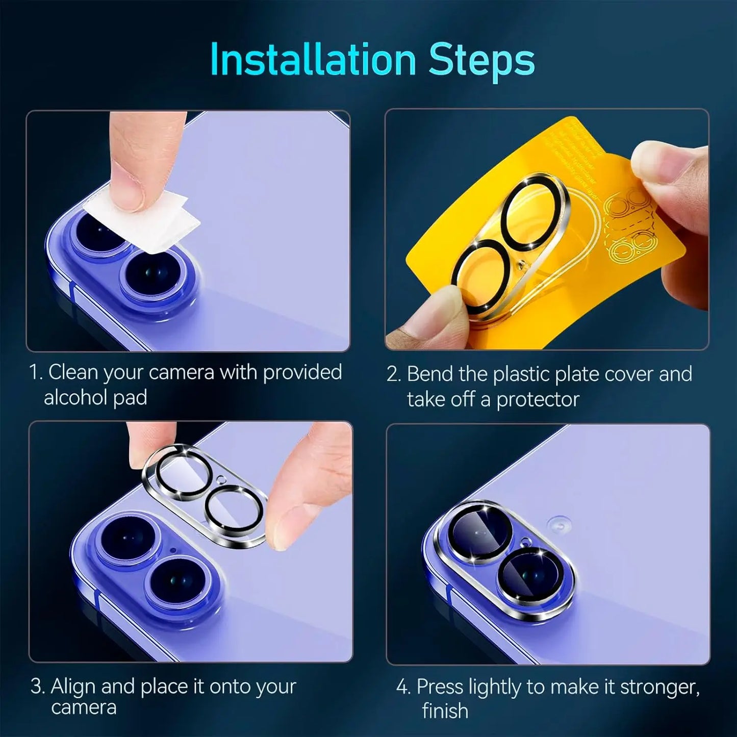 4PCS Camera Lens Screen Protector Cover for iPhone 16 Plus Pro 16Plus iPhone16 Tempered Glass Protection Film Phone Accessories