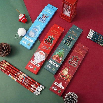 Christmas gift cartoon cute 6 HB pencil set with eraser box office cultural and educational supplies