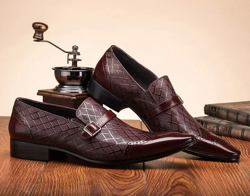 Fashionable Classic Men Formal Shoes Buckle Patent Leather Shoes Small Square Toe Slip-on Formal Party Shoes Men Wedding Shoes