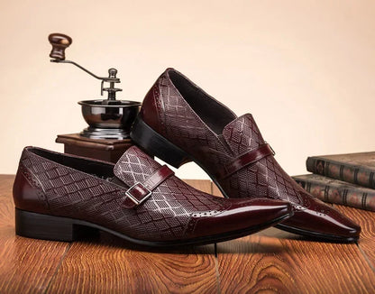 Fashionable Classic Men Formal Shoes Buckle Patent Leather Shoes Small Square Toe Slip-on Formal Party Shoes Men Wedding Shoes