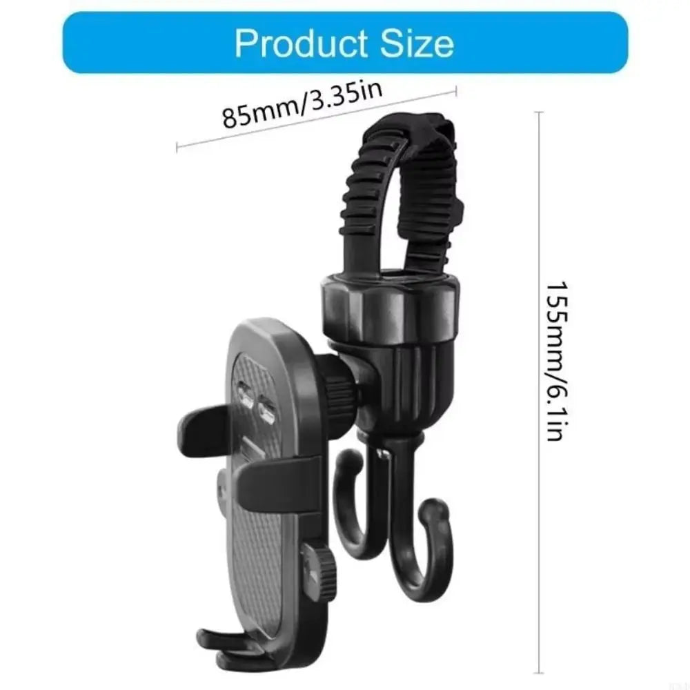 2 in 1 Baby Stroller Hooks Rotatable Creative Stroller Phone Holder Stable Detachable Bicycle Hanging Double Hook Universal