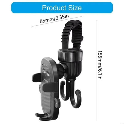 2 in 1 Baby Stroller Hooks Rotatable Creative Stroller Phone Holder Stable Detachable Bicycle Hanging Double Hook Universal