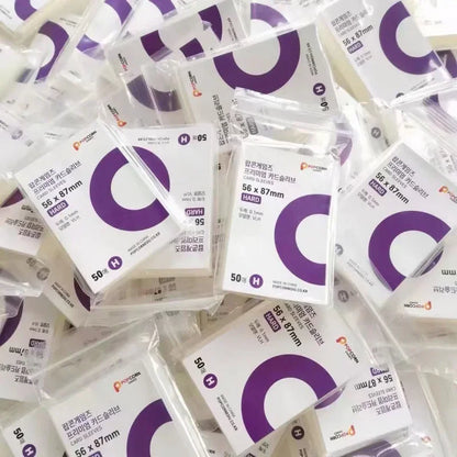 50pcs Card Sleeves Popcorn Card Film Card Set Card Set Transparent Hard Photo Card Holographic Protective Film Album Binder