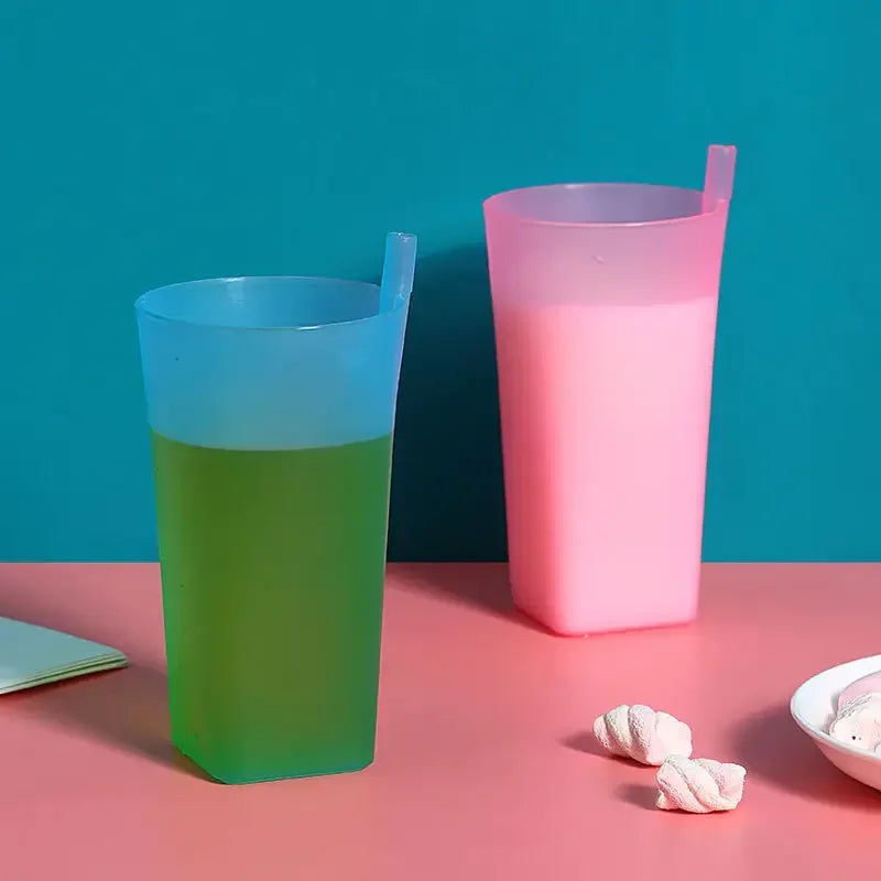 Candy Color Sippy Cups Built in Straw Water Practical Large Capacity Straw Cup for Children Kids Creative Water Drinking Mug New
