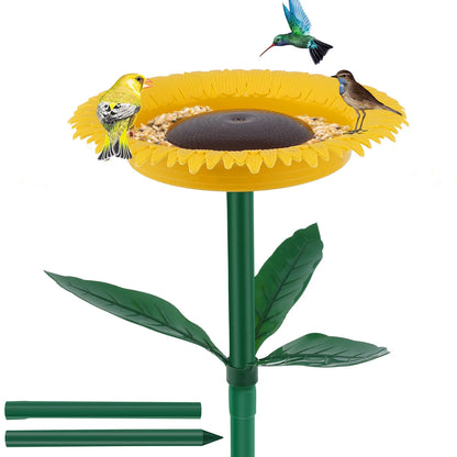 Bird Feeder Wild Bird Sun Floral Standing Feeder Outdoor Bird Bath Feeders Bowl Floral Shape Tray Decorative Garden Yard