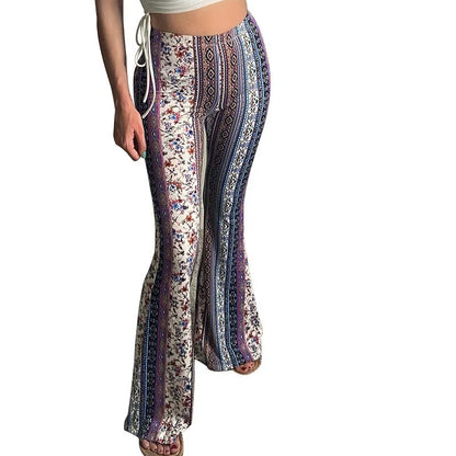 Womens Boho Pants Flare Leggings Hippie Harem Pants Yoga Pants Comfy Bohemian Flowy Hippie Clothes Trousers Bottom Palazzo Pants