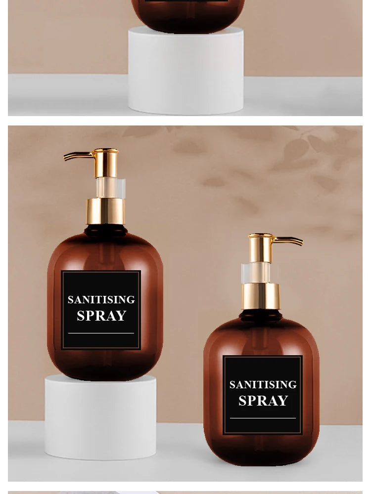 2 Pc 10.1 OZ Amber Soap Dispensers For Cosmetic Shampoos And Lotions Soaps Spill-proof Repeatable Pump Bottles For Bath Products