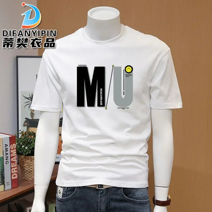 Men's T-shirts, Summer Round Neck Printed Trendy Men's Casual Versatile Short Sleeve Tops