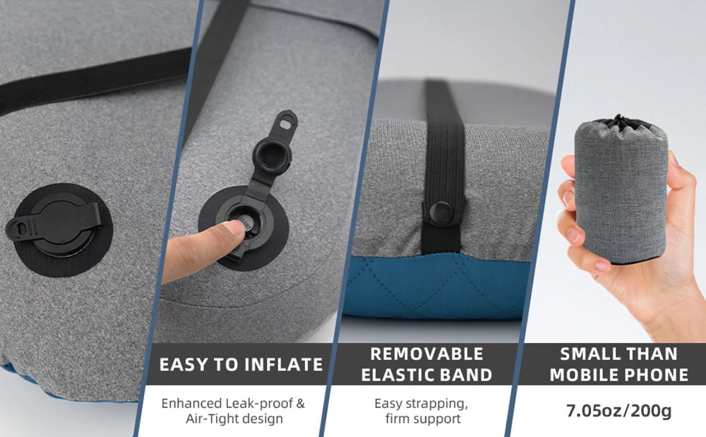 Inflatable Camping Pillow with Removable Washable Cover,Travel Pillow for Neck Support,Hiking,Backpacking,Office,Airplane,Car