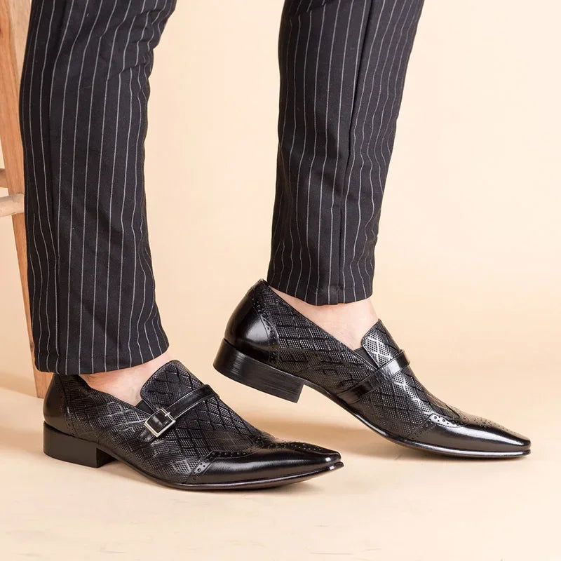 Fashionable Classic Men Formal Shoes Buckle Patent Leather Shoes Small Square Toe Slip-on Formal Party Shoes Men Wedding Shoes