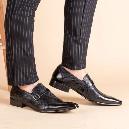 Fashionable Classic Men Formal Shoes Buckle Patent Leather Shoes Small Square Toe Slip-on Formal Party Shoes Men Wedding Shoes