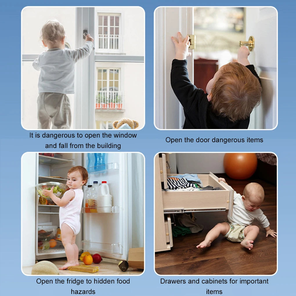 Rechargeable Fingerprint Lock Child Safety Lock Cabinet Fridge Drawer Door Lock Stainless Steel Cable Protection Home Security