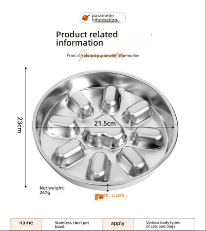 Stainless Steel Slow  steel slow food bowl for dogs, feeding basin for cats, anti choking and anti overturning bowl Pet supplies