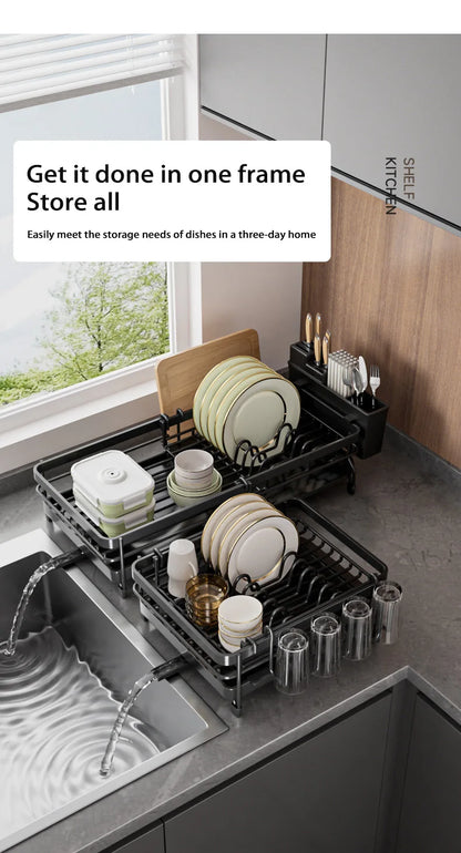 Kitchen Gadgets Sticky Plate Knife Fork Chopsticks Cup Drain Rack Kitchen Retractable Dish Drain Sink Suitable For Kitchen Sinks