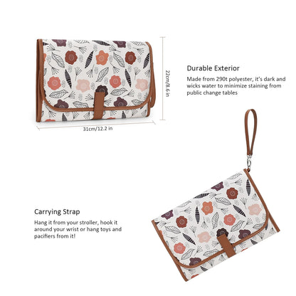 New Portable Diaper Changing Pad, Portable Changing pad for Newborn Girl & boy - Baby Changing Pad with Smart Wipes Pocket