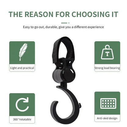 2PCS Cartoon Style Stroller Accessories Large Hook Umbrella Holder Car Seat Hook and Loop Fastener for Baby Stroller Pram Organi