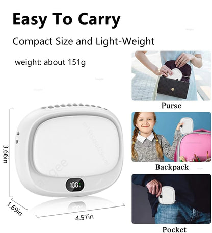 Portable Neck Fan Mini Waist Fan USB Rechargeable Bladeless Portable Hanging Neck Fan Wireless Waist Clip Fan for Outdoor Travel