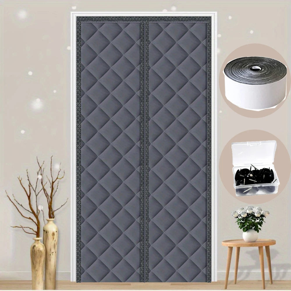 Winter Door Curtain Windproof Warm Partition Curtain Magnetic Door Curtain Punch-free Door Curtain Bedroom Block PU Curtain