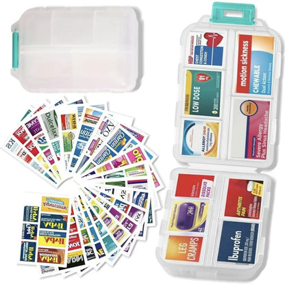 Travel Pill Organizer Box Brand Labels 10 Compartment Small Pill Case Medicine Kit Portable Pocket Purse Pharmacy