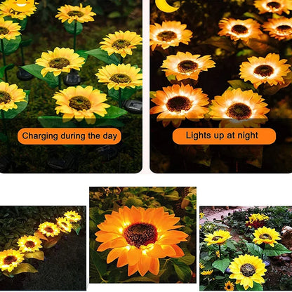 Simulated Outdoor Solar Sunflowers Smart Sense Garden Lights Yard Wedding Thanksgiving Decor Light Waterproof LED Lawn Light