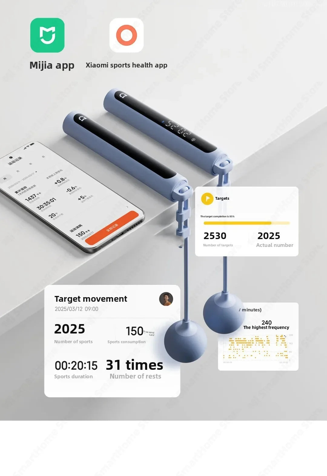 Xiaomi Mijia Smart Skipping Jump Rope 2 Digital Counter Adjustable Calorie Calculation Sport Fitness Exercise Lose Weight