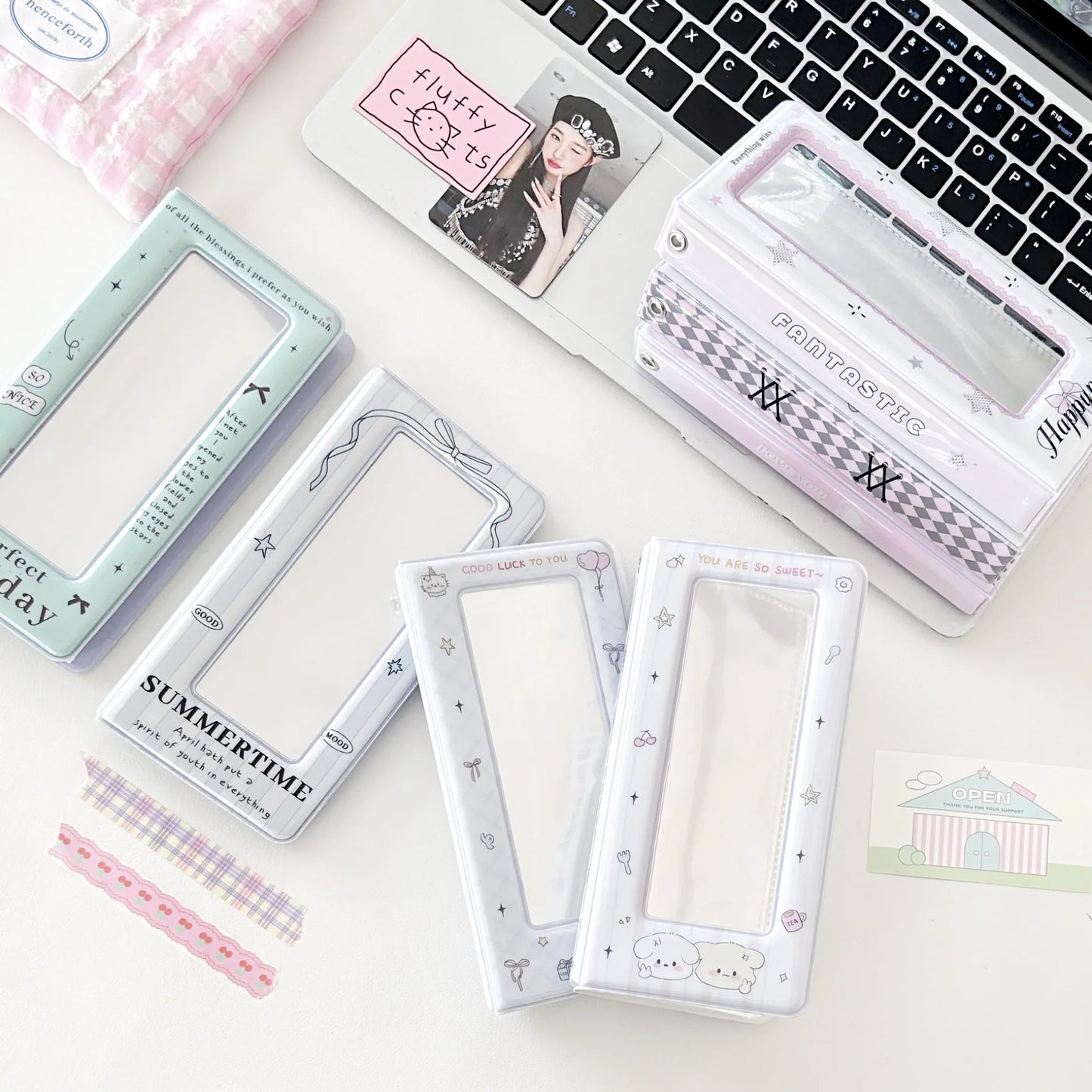 Kawaii Slim Cards Photocard Album 4grid Cards Collect Book Decoration Stickers Storage Stationary