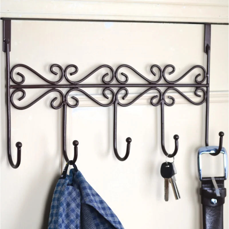 Five Hooks Hooks Over Door Towel Clothes Hat Bag Over Door Bathroom Hanger Hanging Coat Cloth