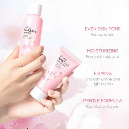 Sakura Skincare Set, 29pcs/set Deep Cleansing & Moisturizing Skin Care Kit, Facial Skin Care Product for Women & Girls