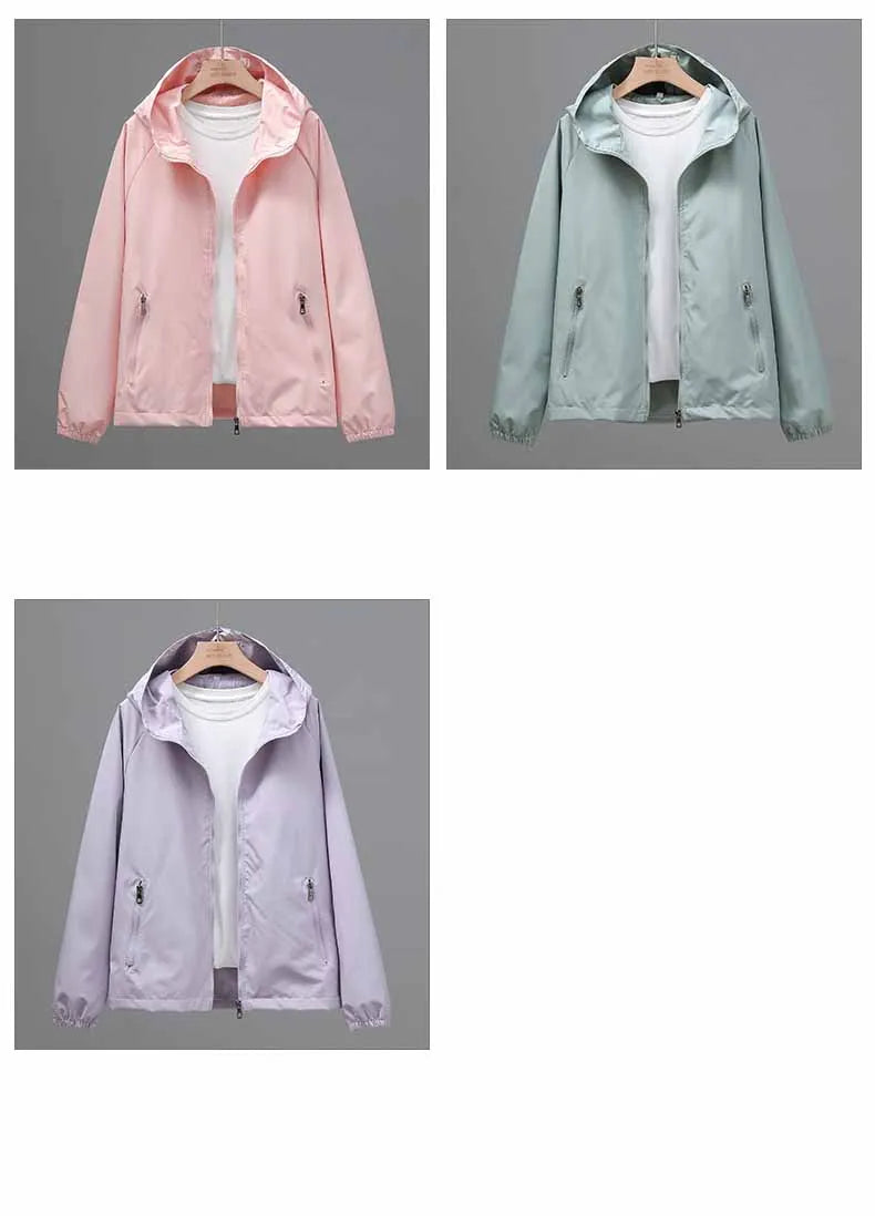 Women Travel Jacket Casual Wears Hooded Coat Outdoor Hiking Couple Wind-Proof Clothing Spring Autumn Fashion Unisex Outerwear