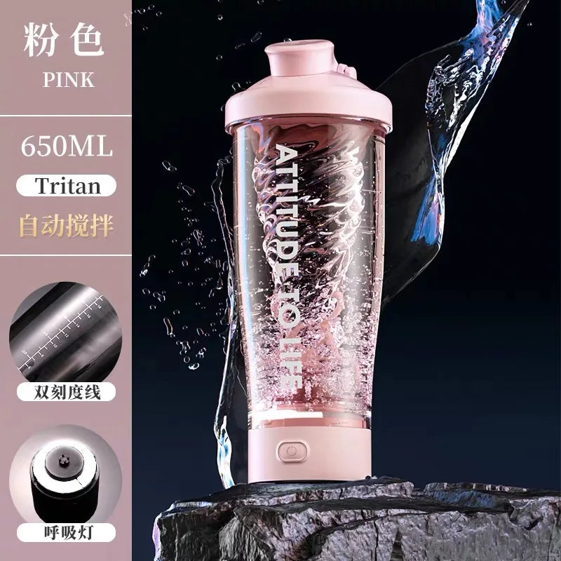 Electric Protein Shaker Bottle, USB Rechargeable Blender Bottles, BPA Free, Tritan Portable Blender Cup, 650ml