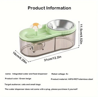 Automatic Cat Feeder Water Fountain With Large Capacity Flower Design Silent Pet Feeding System With Filter For Cats And Dogs