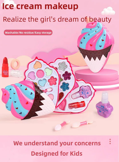Girl Ice Cream Cosmetics Princess Cosmetics Box Ice Cream Box Lipstick Children's Toys Children's Games Baby Cosmetics Set